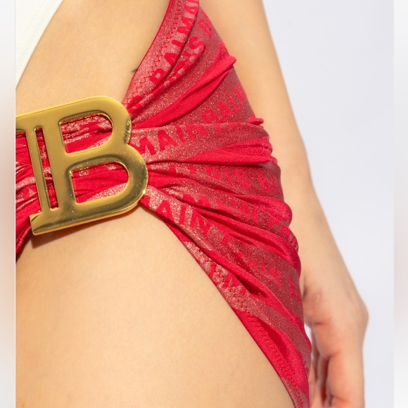 BALMAIN***Red Sarong Coverup Swimsuit***S/M $355 NWT - Picture 6 of 12